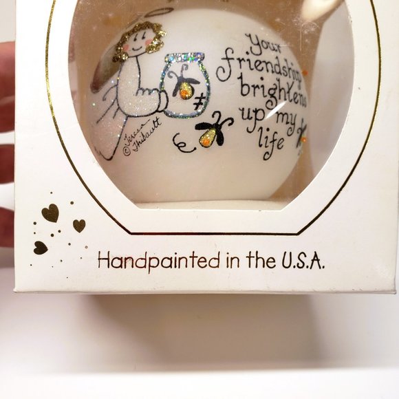 Angel Fireflies Friendship Heart Gifts Teresa Thibault Glass Christmas Ornament - Picture 7 of 8